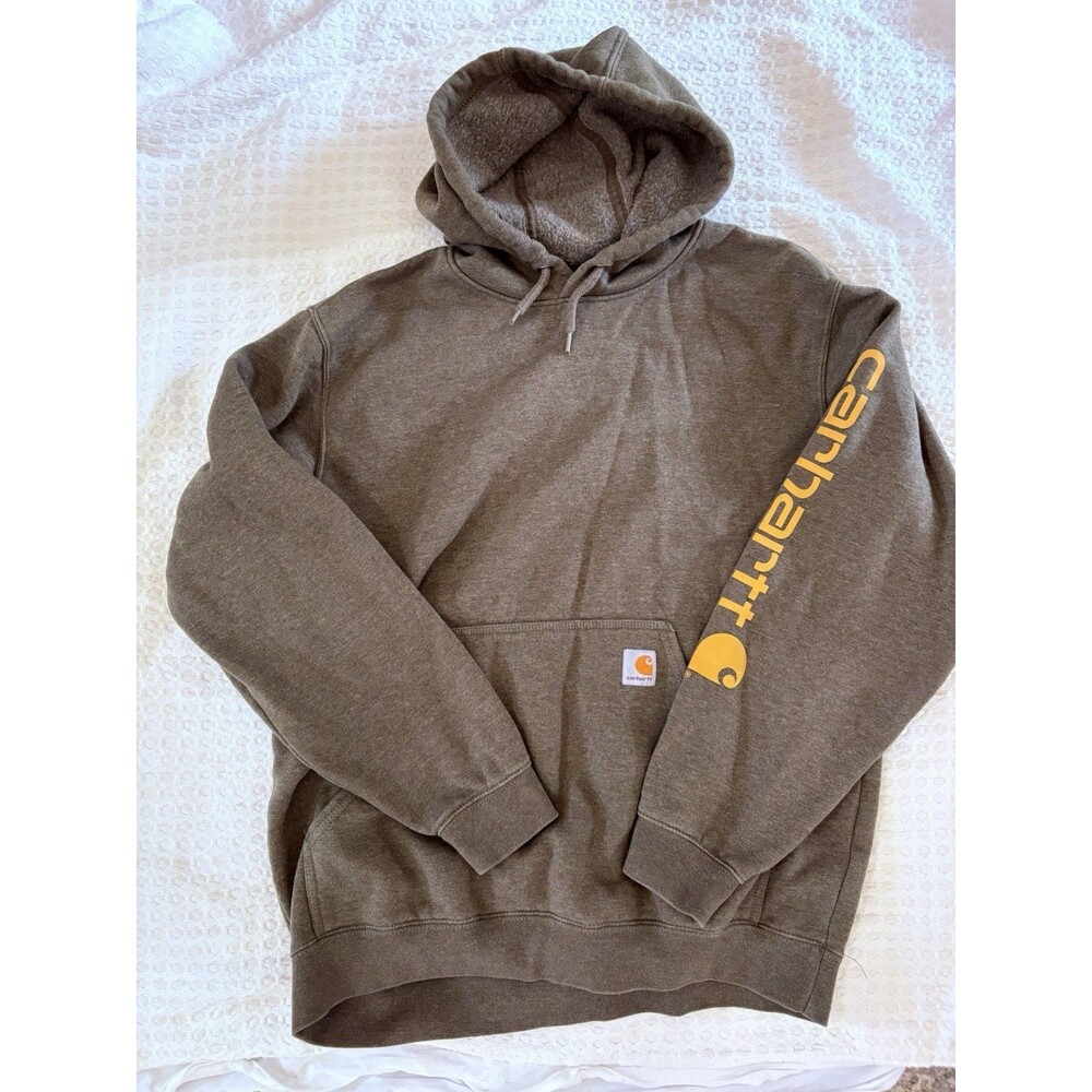 Carhartt Loose Fit Pullover Hoodie Sweatshirt Men’s L Mid Weight Green Logo
